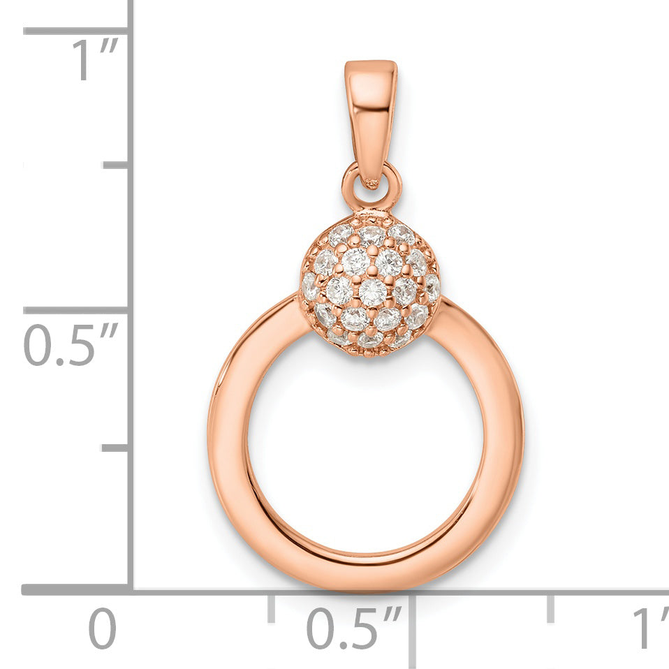 Sterling Silver & Rose Gold-plated CZ Circle Pendant
