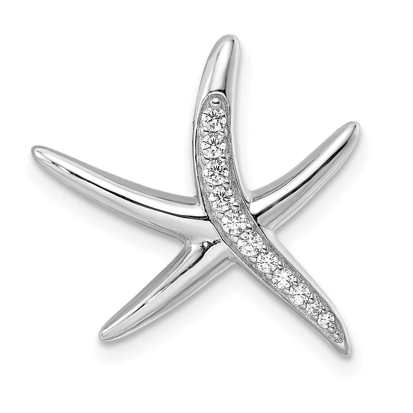 Sterling Silver Rhodium-plated CZ Starfish Slide Main image