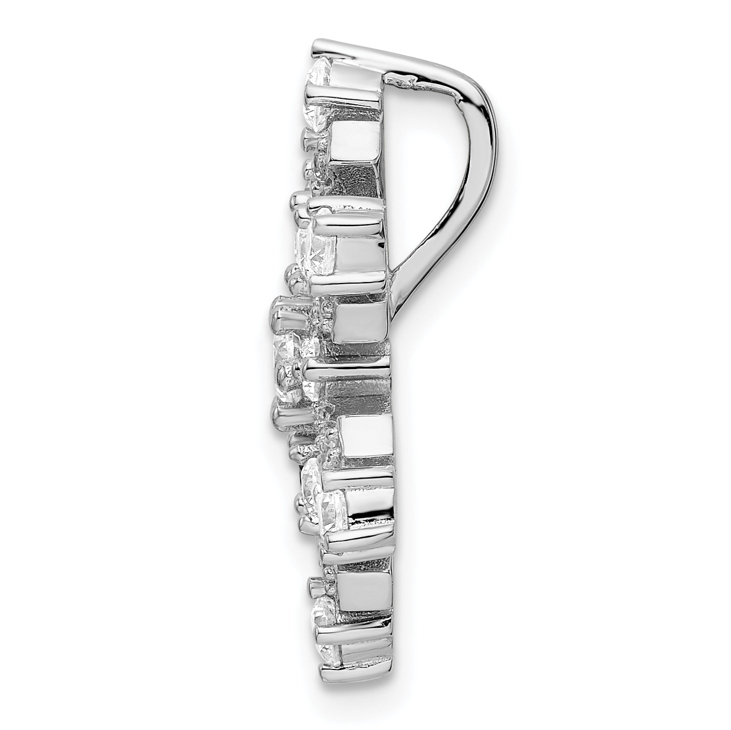 Sterling Silver Rhodium-plated CZ Snowflake Slide Secondary image