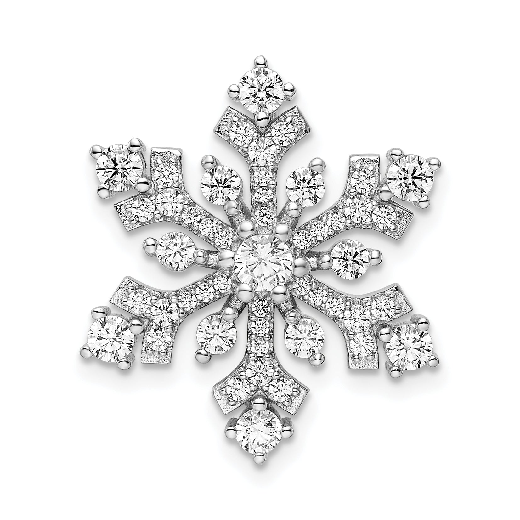 Sterling Silver Rhodium-plated CZ Snowflake Slide Main image