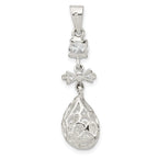 Sterling Silver Polished CZ Teardrop Dangle Pendant