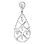 Sterling Silver Rhodium-plated Baguette CZ Teardrop Pendant