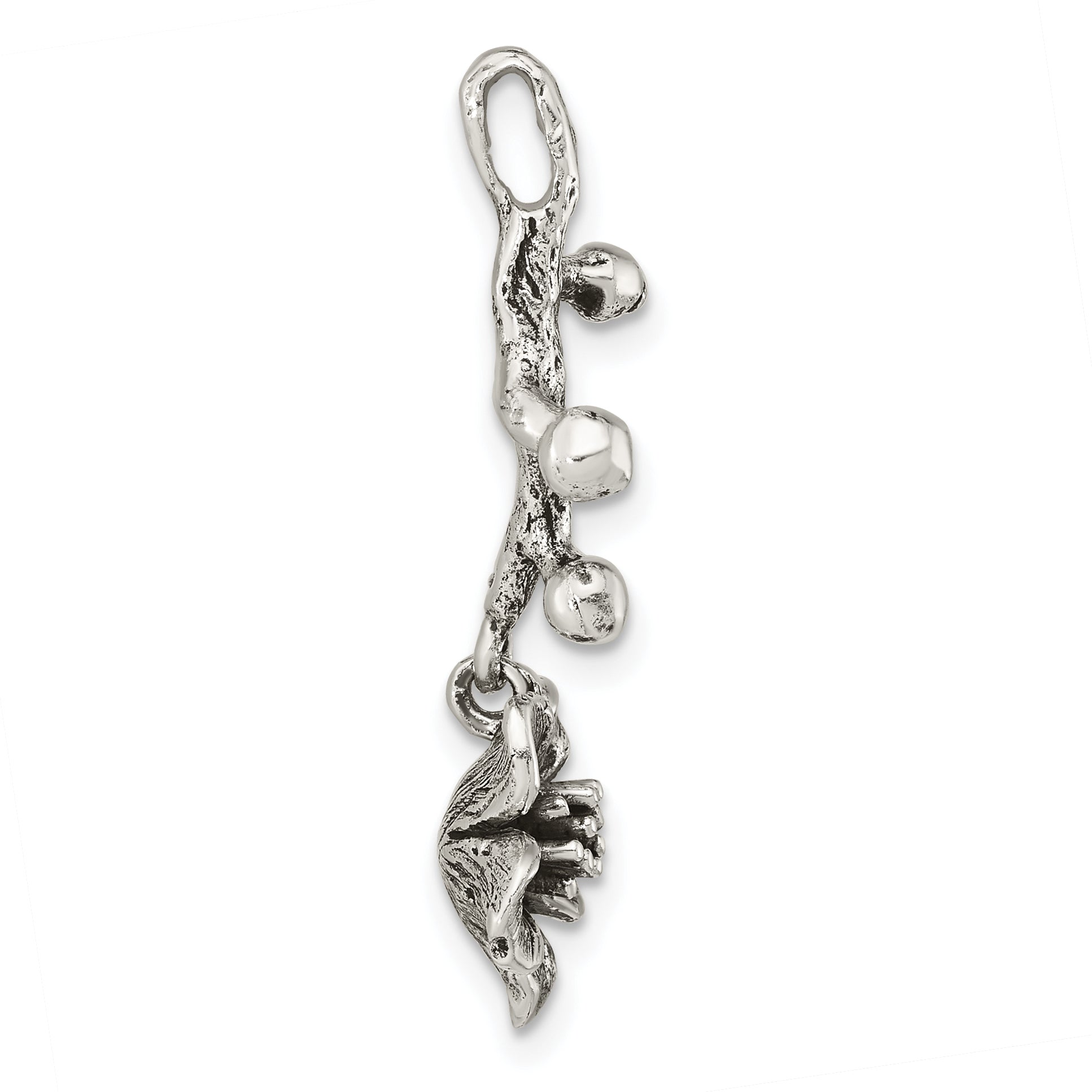 Sterling Silver Oxidized Branch w/Flower Pendant Secondary image
