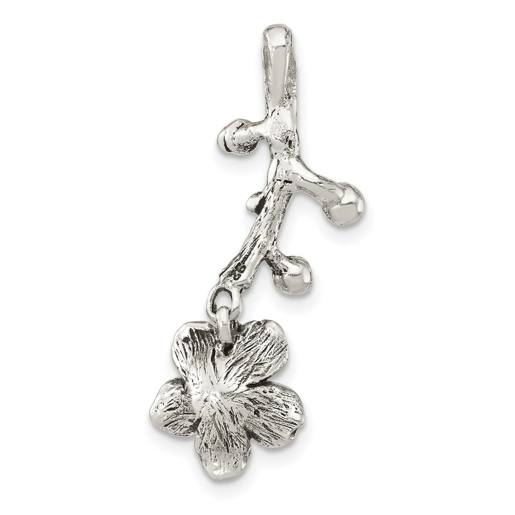 Sterling Silver Oxidized Branch w/Flower Pendant