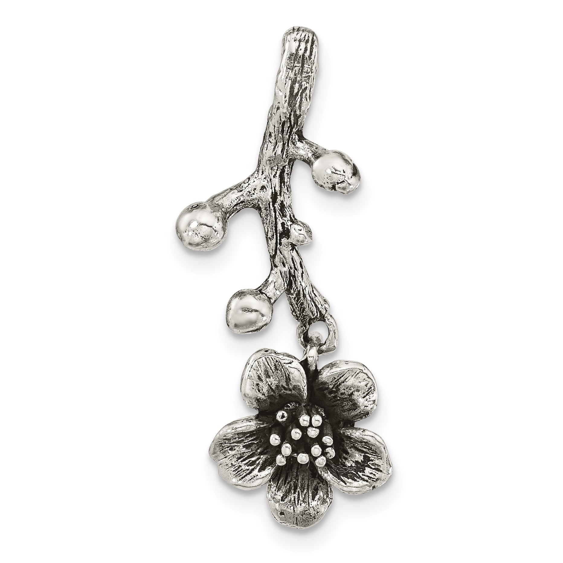 Sterling Silver Oxidized Branch w/Flower Pendant Main image