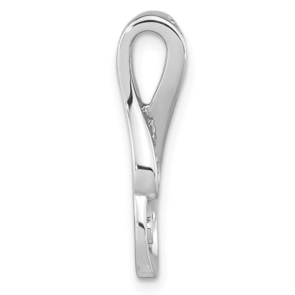 Sterling Silver Rh-plated Polished CZ Swirl Chain Slide