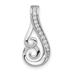Sterling Silver Rh-plated Polished CZ Swirl Chain Slide