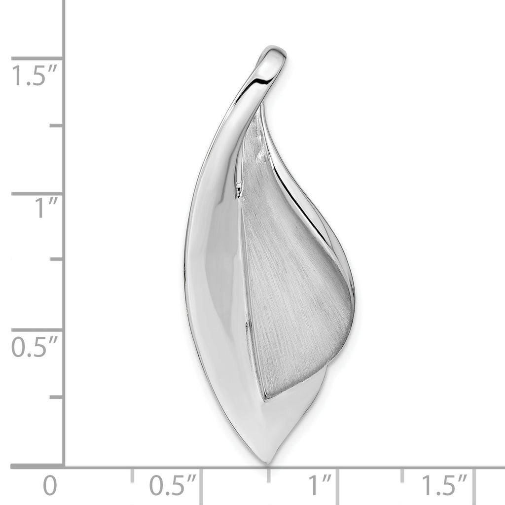 Sterling Silver RH-plated Brushed & Polished Fancy Chain Slide