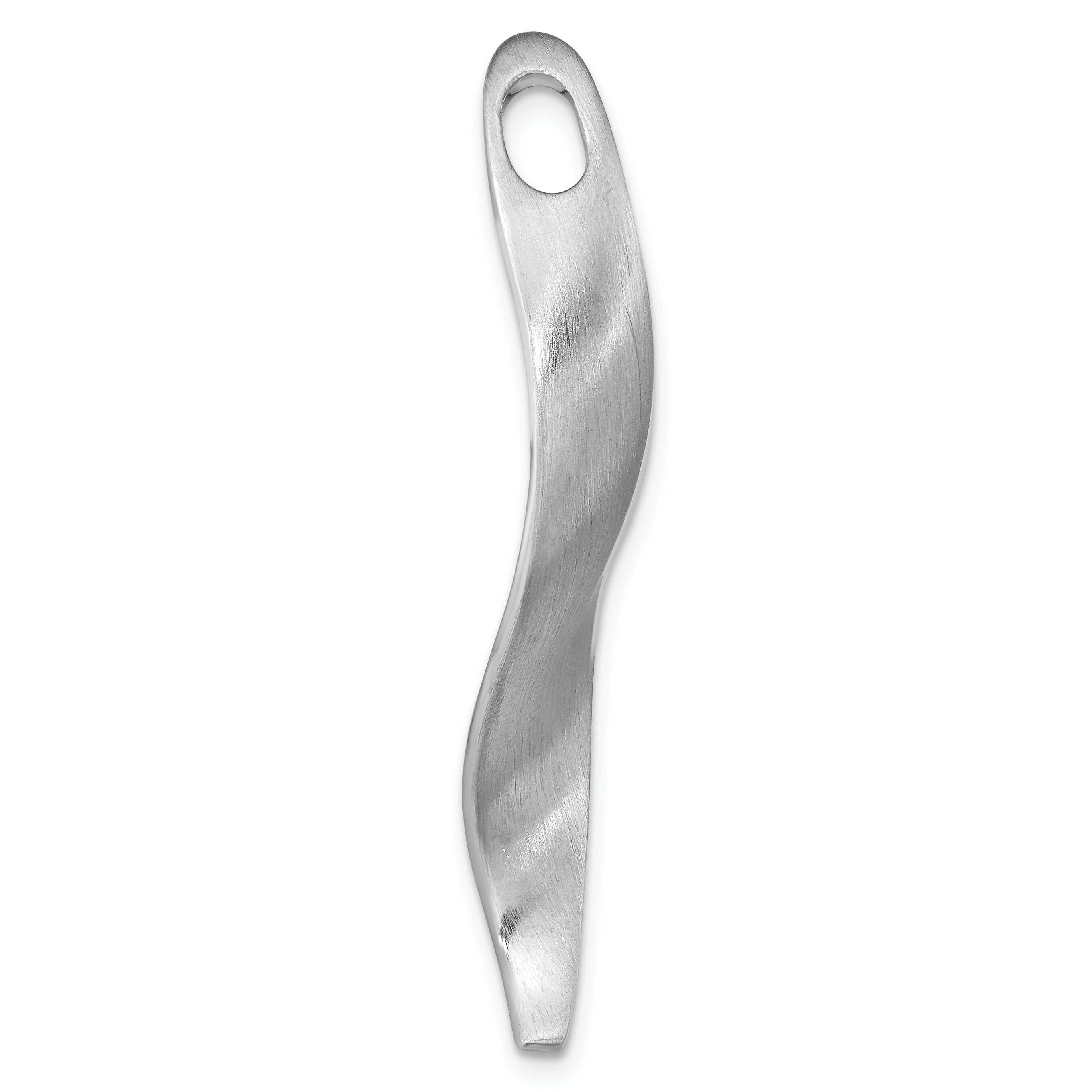 Sterling Silver RH-plated Brushed & Polished Curved Chain Slide Secondary image