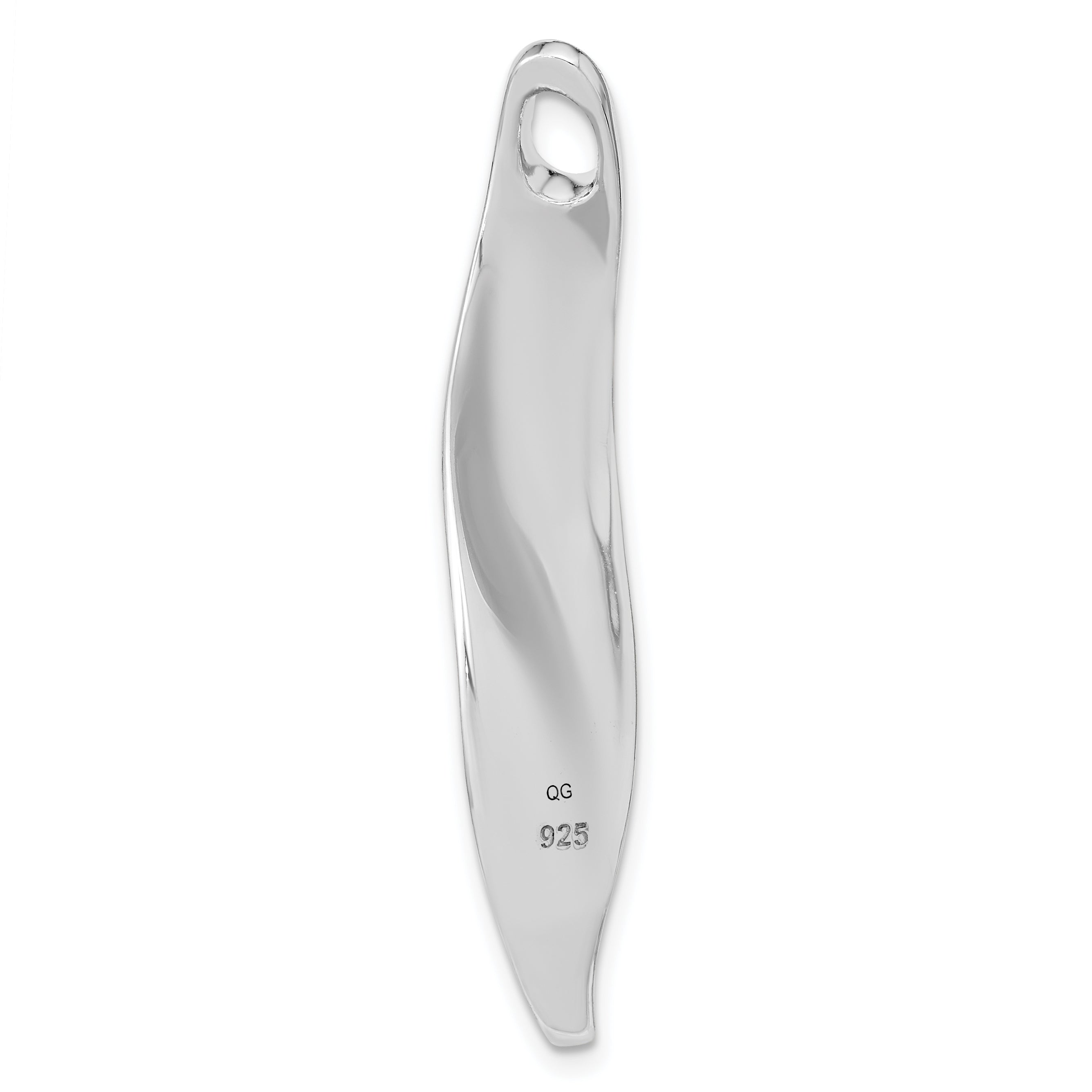 Sterling Silver RH-plated Brushed & Polished Curved Chain Slide