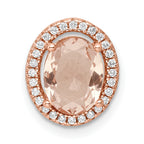 Sterling Silver Rose-tone Polished Pink & White CZ Oval Chain Slide