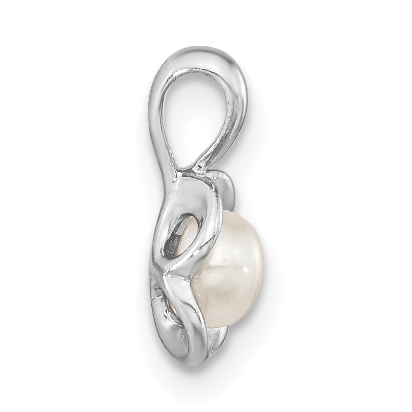 Sterling Silver Rh-plated FWC Pearl Polished Flower Pendant Secondary image