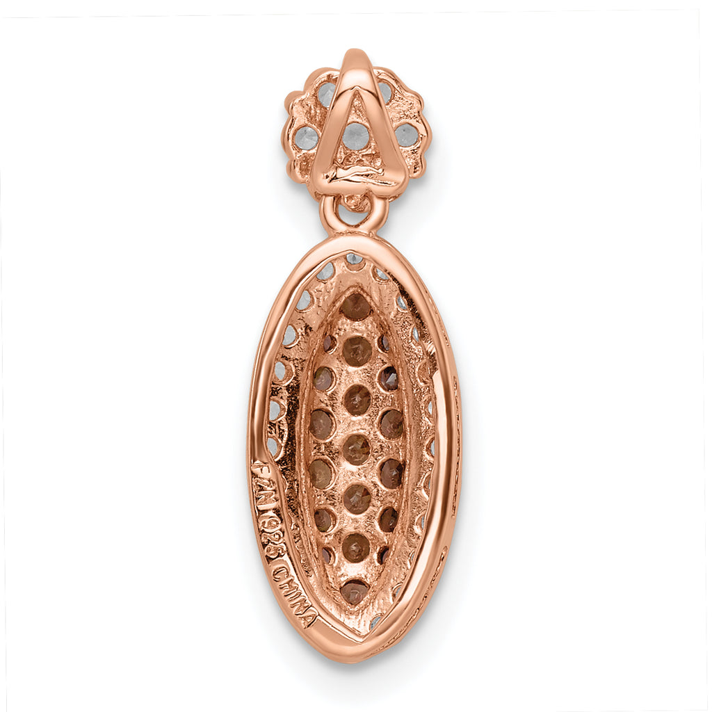 Sterling Silver Rose-tone Black Rhodium-plated CZ Pendant