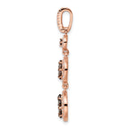 Sterling Silver Rose-tone Black Rhodium-plated CZ Fancy Dangle Pendant