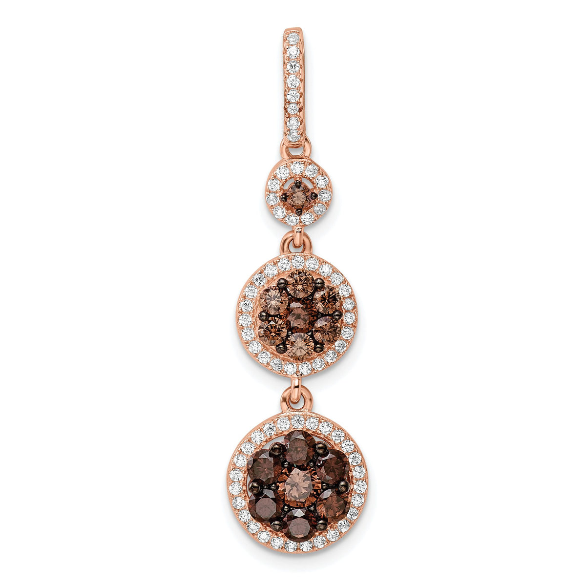Fancy Dangle Pendant in Rose-Tone Sterling Silver with Cubic Zirconia, 39mm - Sophia Jewelers Main image