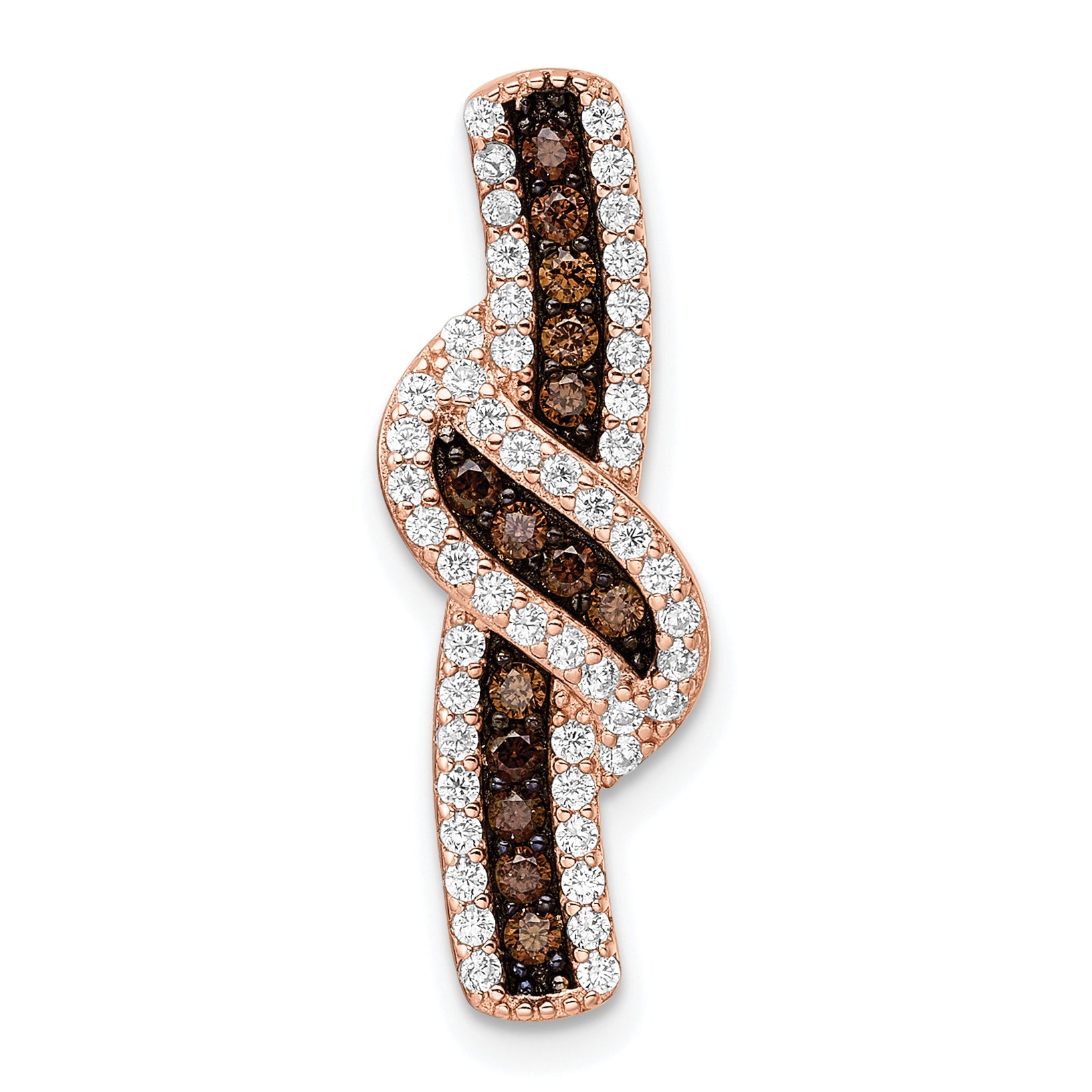 Sterling Silver Rose-tone Black Rhodium-plated CZ Fancy Chain Slide Main image