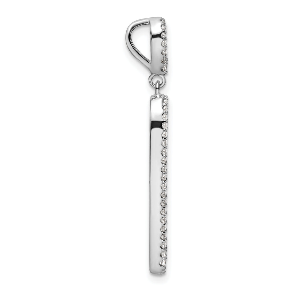 Sterling Silver Rhodium-plated CZ & Black Agate Slide