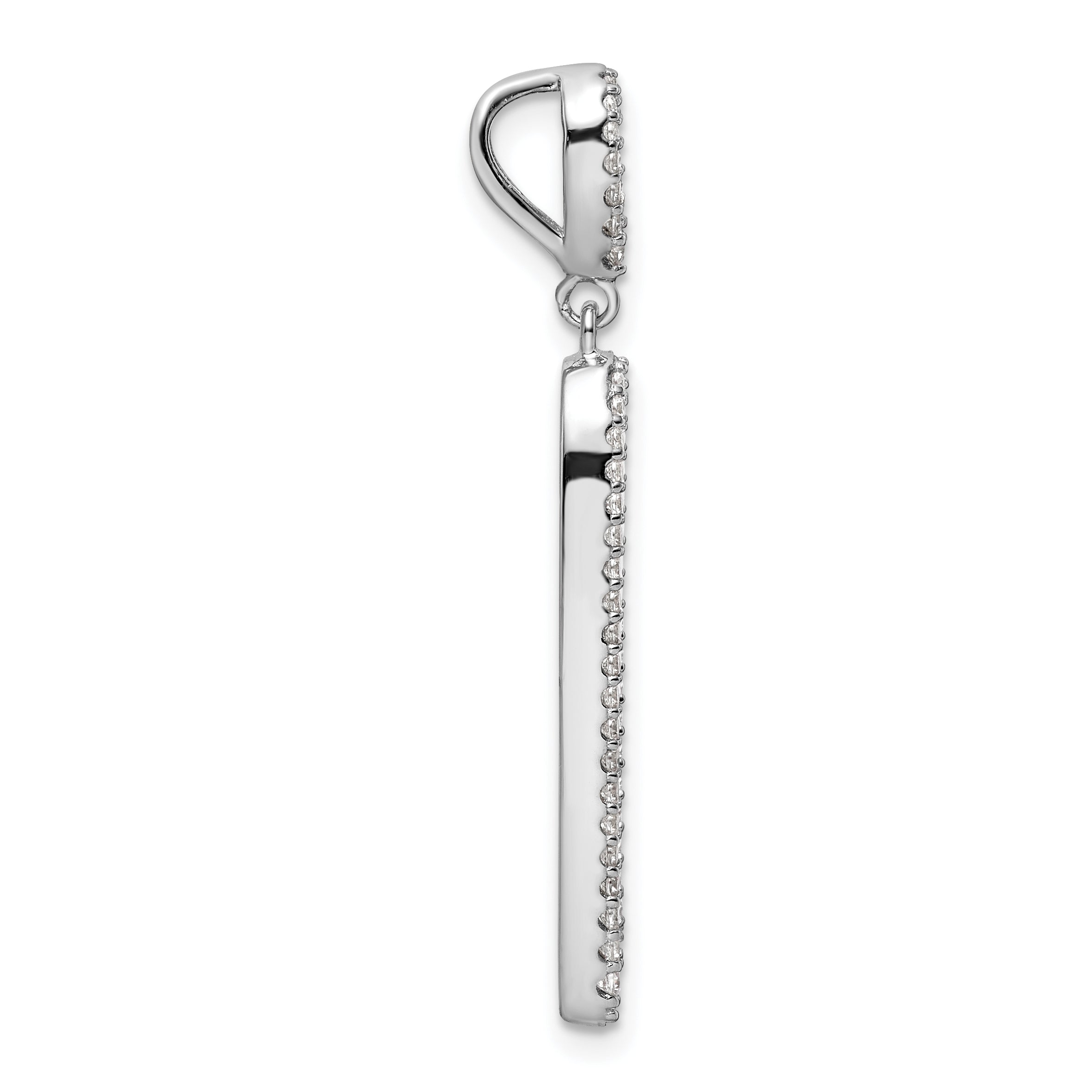 Sterling Silver Rhodium-plated CZ & Black Agate Slide