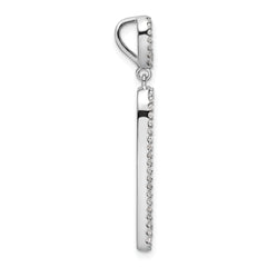 Sterling Silver Rhodium-plated CZ & Black Agate Slide