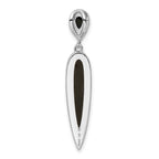 Sterling Silver Rhodium-plated CZ & Black Agate Slide