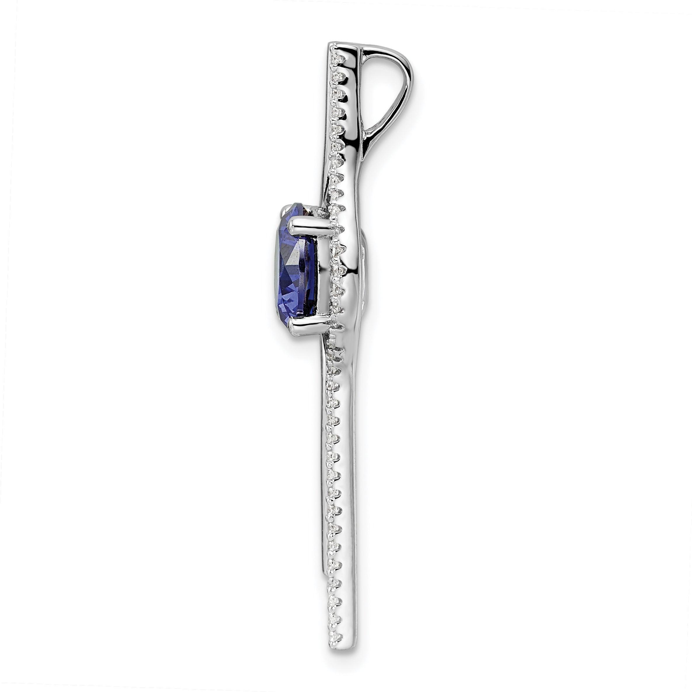 Sterling Silver Rhodium plated Blue & White CZ Slide Pendant Secondary image