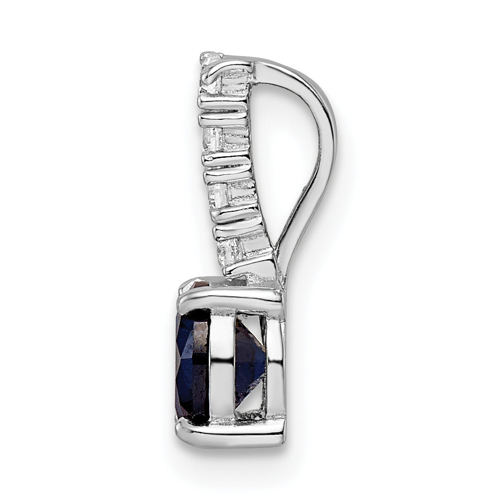 Sterling Silver Polished Rhodium-plated Cr. Blue Spinel and CZ Pendant Secondary image