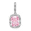 Sterling Silver Rhodium-plated Pink & White CZ Pendant