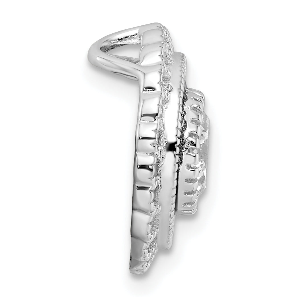 Sterling Silver Rhodium-plated Polished Blue & White CZ Round Chain Slide Secondary image