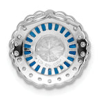 Sterling Silver Rhodium-plated Polished Blue & White CZ Round Chain Slide