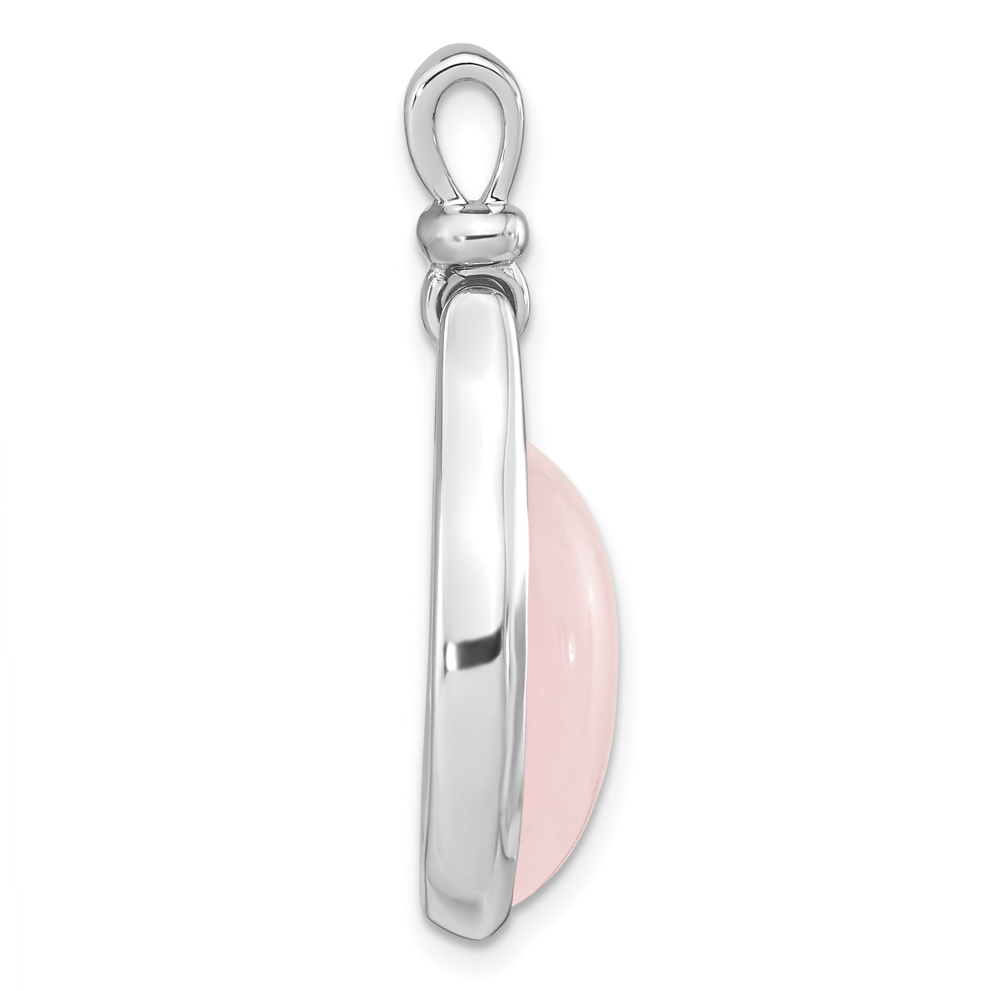 Sterling Silver RH-plated Rose Quartz Oval Pendant Secondary image