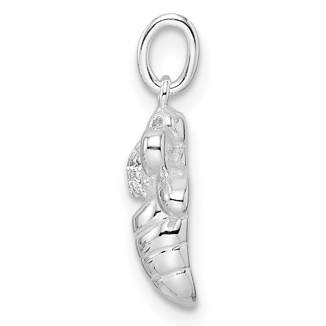 Sterling Silver Rhodium-plated Polished CZ Bumble Bee Pendant Secondary image