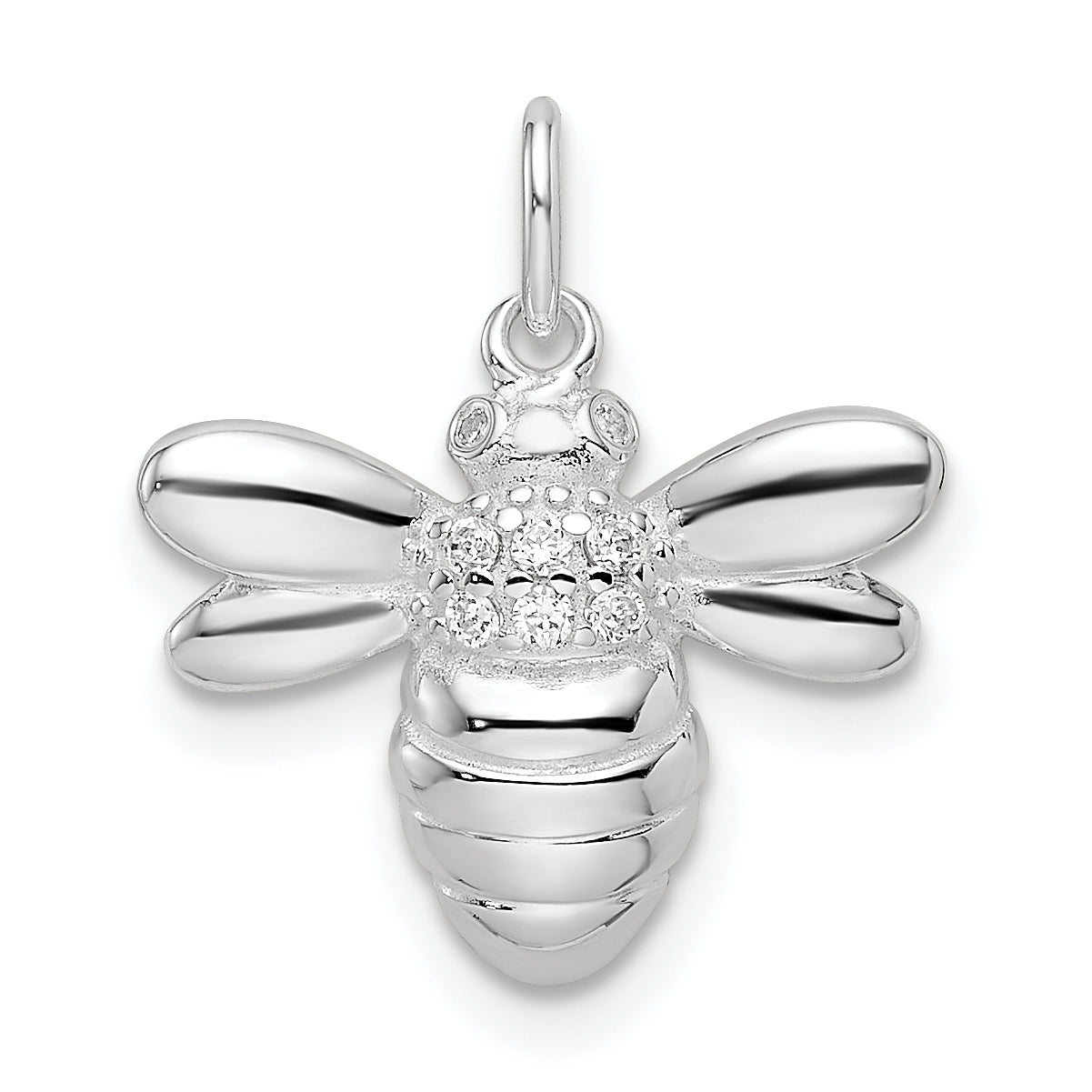 Sterling Silver Rhodium-plated Polished CZ Bumble Bee Pendant Main image