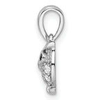 Sterling Silver Rhodium-plated Polished Black and White CZ Owl Pendant