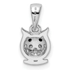 Sterling Silver Rhodium-plated Polished Black and White CZ Owl Pendant