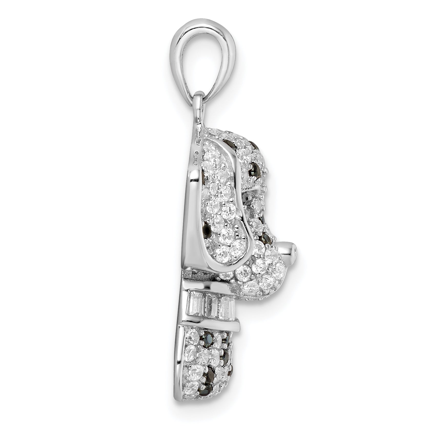 Sterling Silver Rhodium-plated Polished CZ Dalmatian Pendant Secondary image