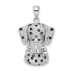 Sterling Silver Rhodium-plated Polished CZ Dalmatian Pendant