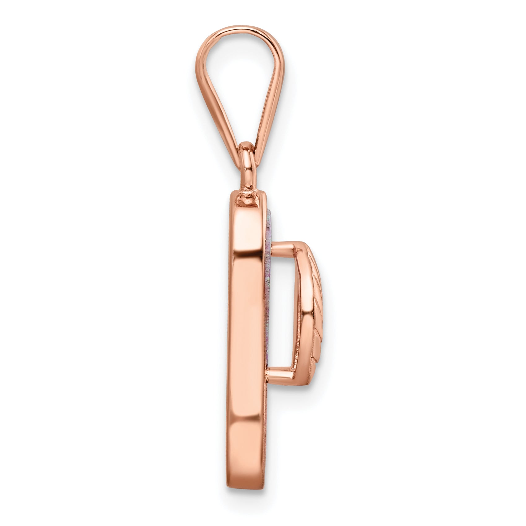 Sterling Silver Rose-tone Polished Pink Created Opal Inlay Flip Flop Pendan Secondary image