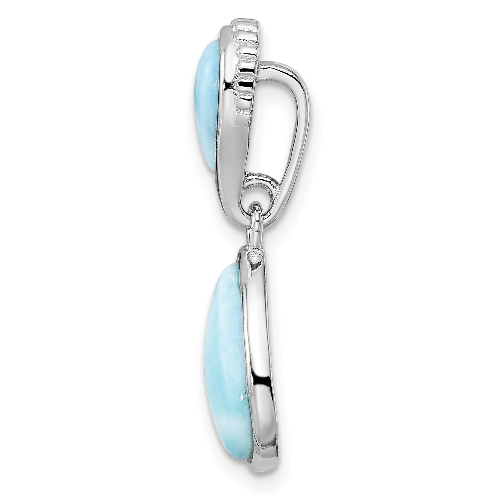 Sterling Silver Rhodium-plated Polished Teardrop Larimar Pendant Secondary image