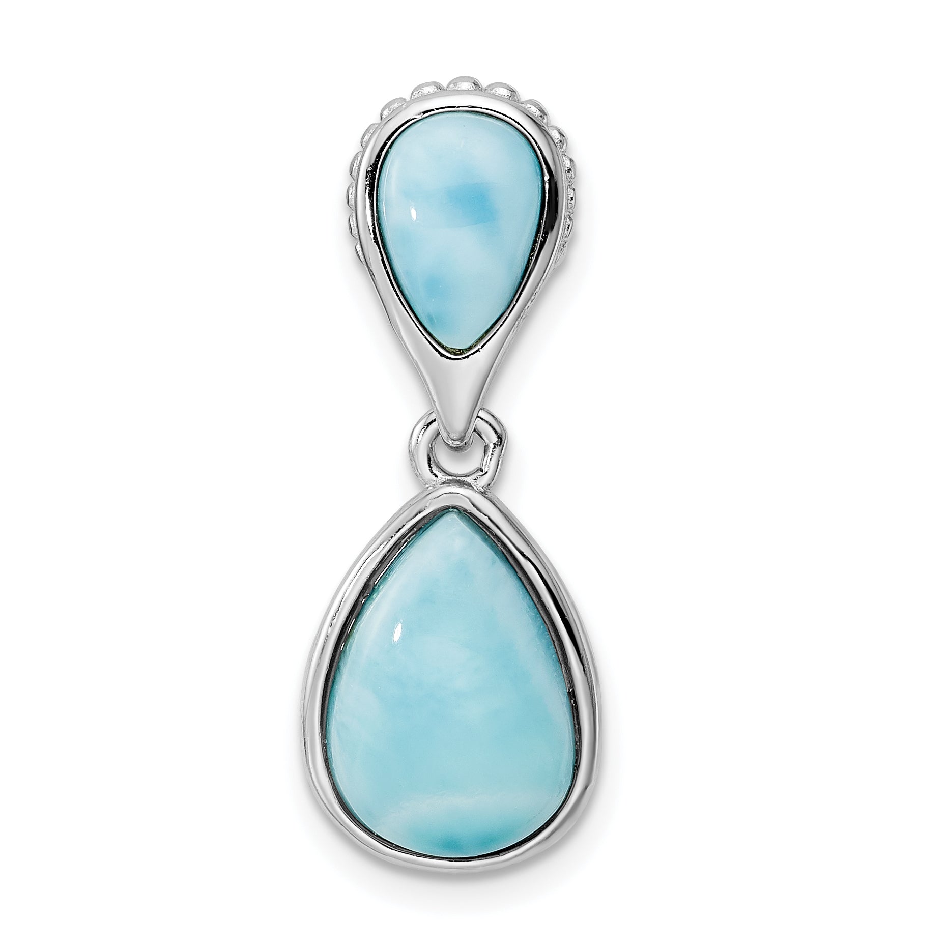 Sterling Silver Rhodium-plated Polished Teardrop Larimar Pendant Main image