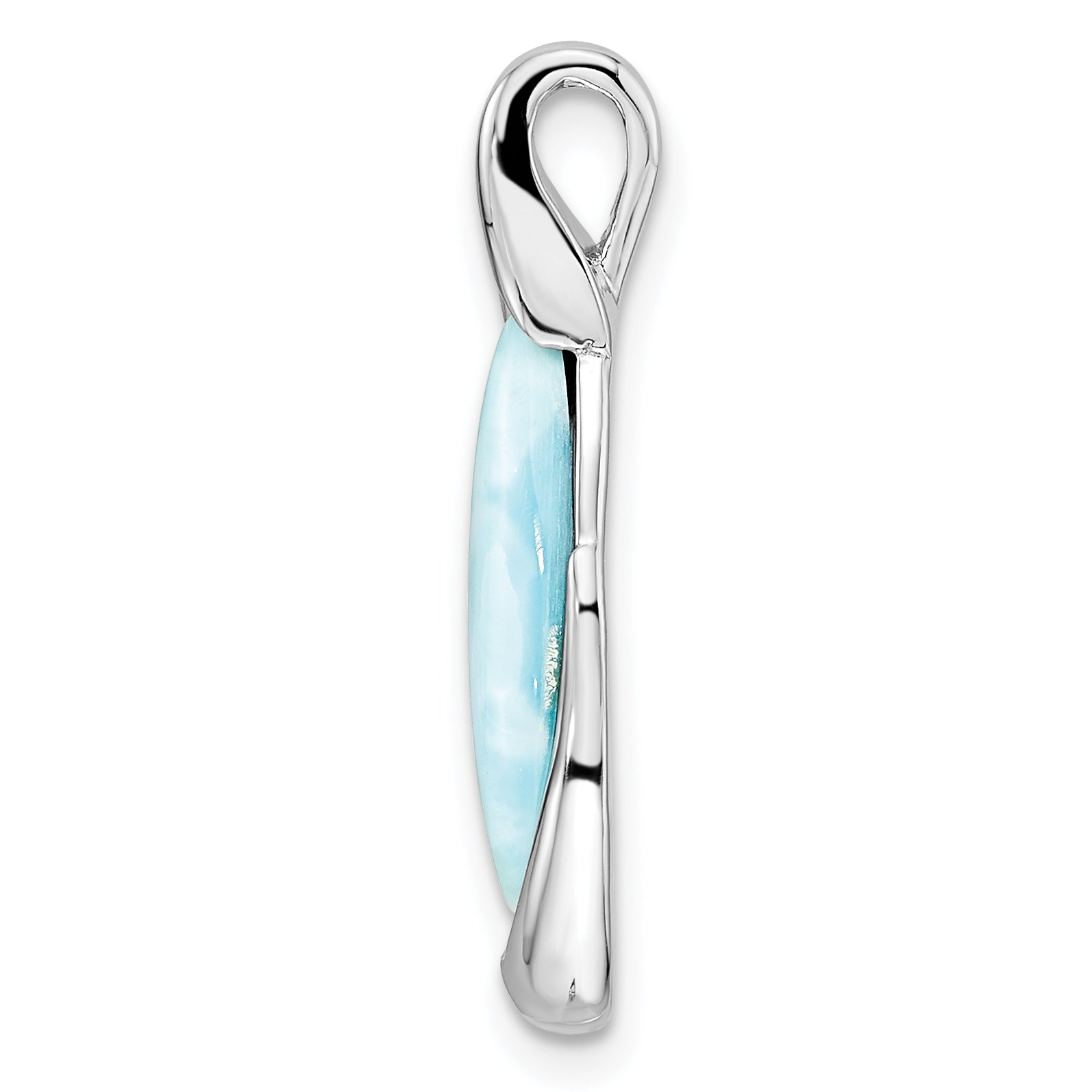 Sterling Silver Rhodium-plated Polished Larimar Pendant Secondary image
