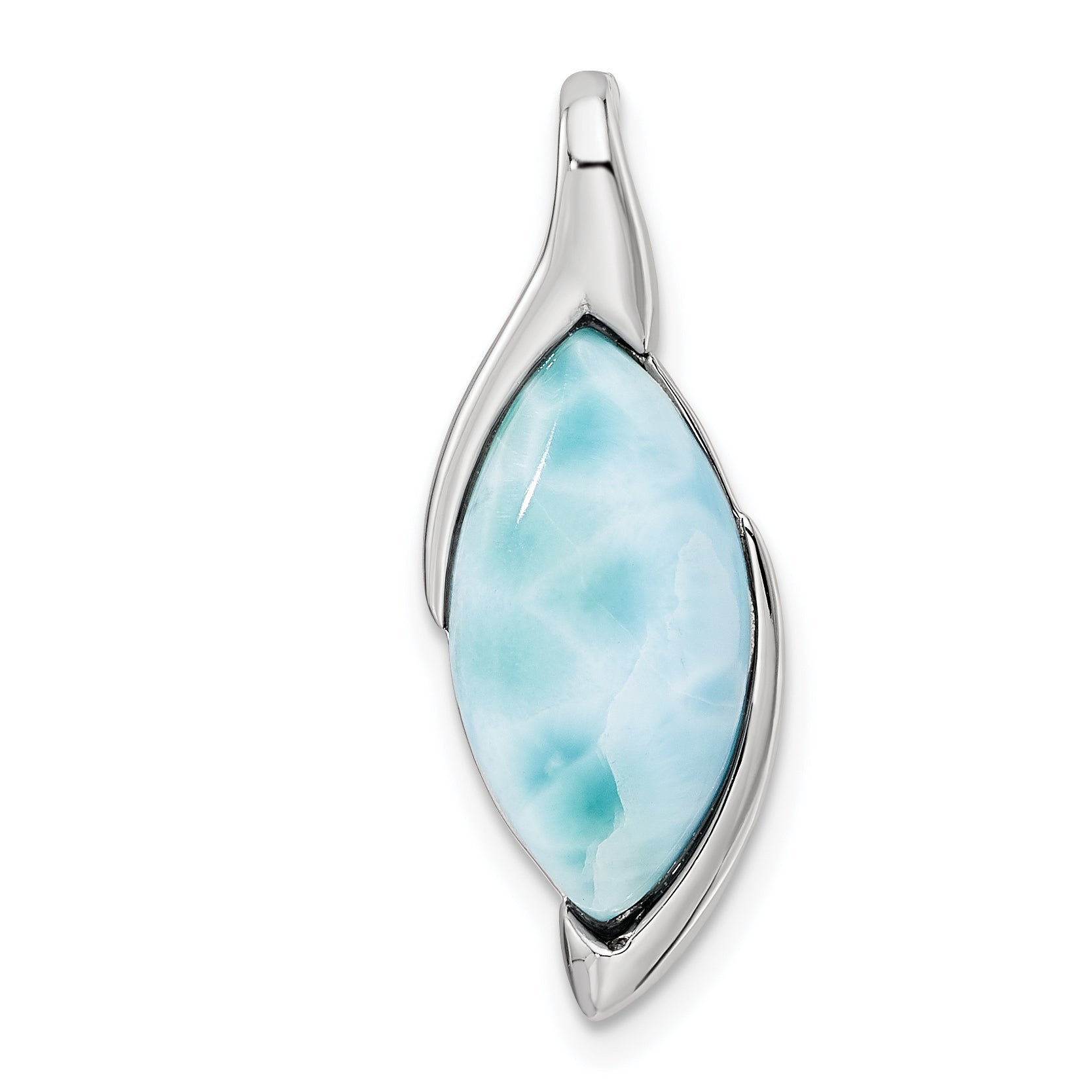 Sterling Silver Rhodium-plated Polished Larimar Pendant Main image