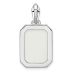 Sterling Silver RH-plated White Created Opal & CZ Beaded Border Pendant