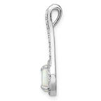 Sterling Silver Rhodium-plated Polished White Opal & CZ Halo Pendant