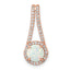 Sterling Silver Rose-tone White Created Opal & CZ Halo Pendant