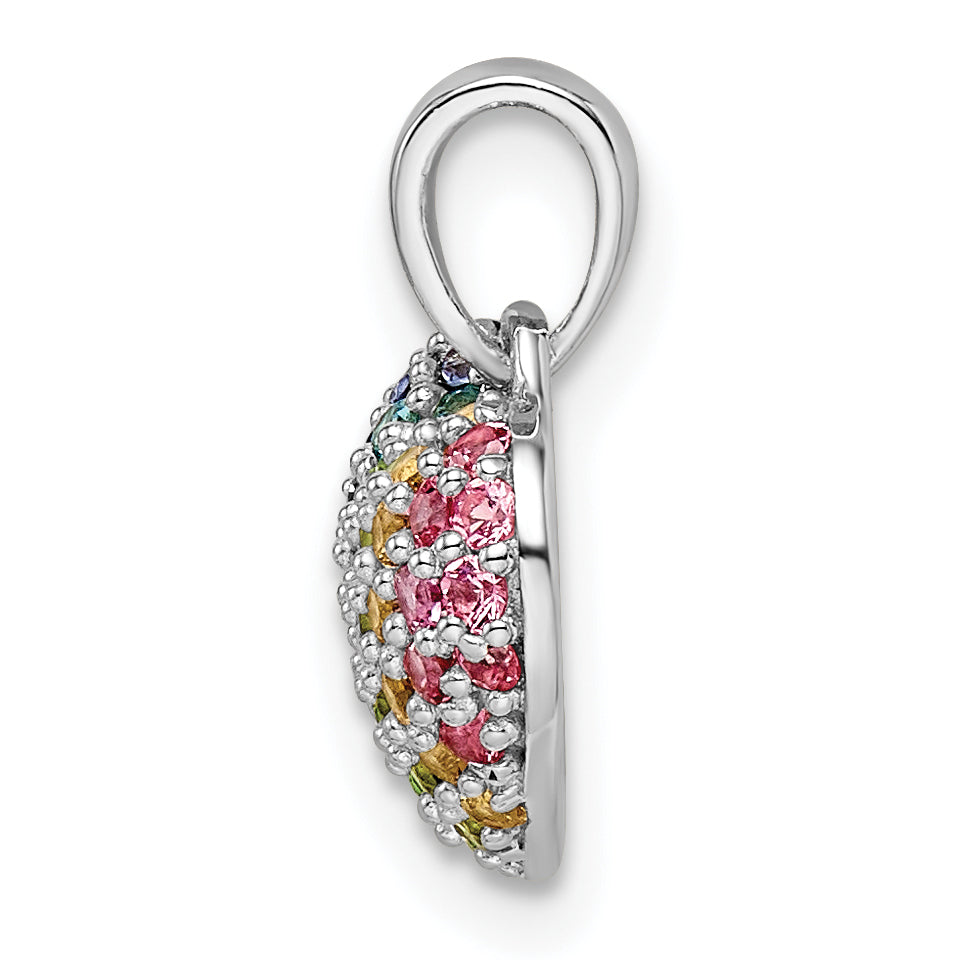 Sterling Silver Rhodium-plated Rainbow Nano Crystal Heart Pendant Secondary image