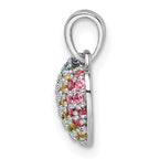 Sterling Silver Rhodium-plated Rainbow Nano Crystal Heart Pendant