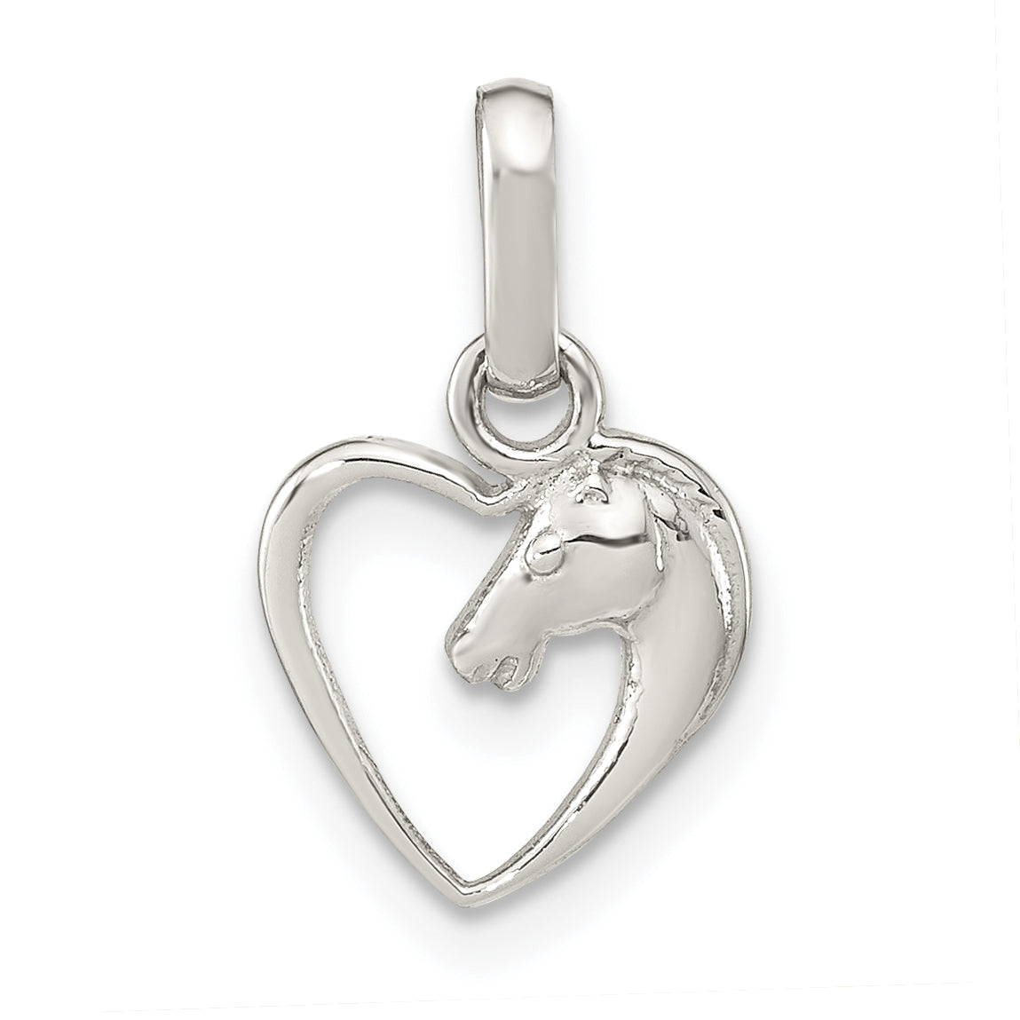 Sterling Silver Rhodium-plated Open Heart Horse Head Pendant Main image