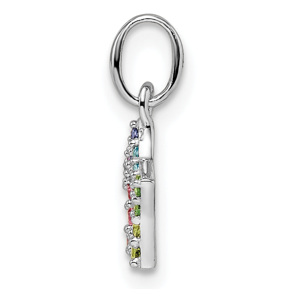 Sterling Silver Rhodium-plated Rainbow Nano Crystal Star Pendant Secondary image