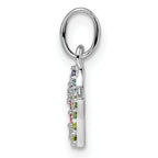 Sterling Silver Rhodium-plated Rainbow Nano Crystal Star Pendant