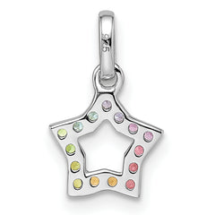 Sterling Silver Rhodium-plated Rainbow Nano Crystal Star Pendant